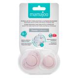 Set Suzete cu Design Ortodontic din Silicon si Cutie de Demozitare - Mamajoo Roz Pudra, 0 m+, 2 buc