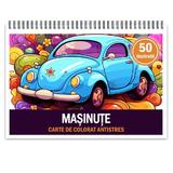 Carte de colorat pentru relaxare si antistres, 50 de ilustratii, Masinute, 106 pagini