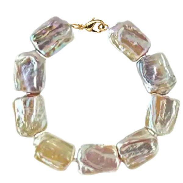Bratara Perle Naturale Baroque cu Inchizatoare din Aur de 14k, Kaskadda