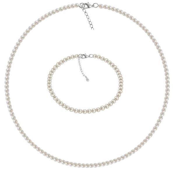 Set Colier si Bratara Perle Naturale Rare, Mici, de 4-5 mm, Calitatea AA+ cu Închizatori de Argint, Kaskadda