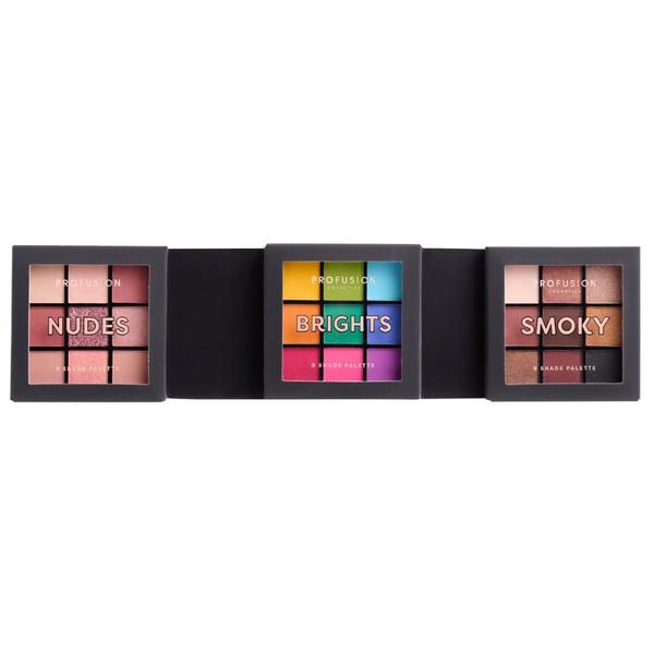 Set 3 Mini Palete Farduri Vegane, 3 x 9 Nuante - Profusion Cosmetics Ultimate Collection, 164 g