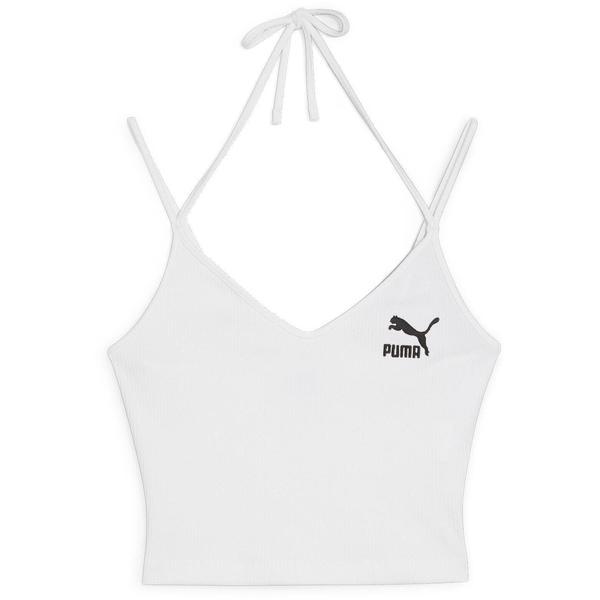 Maiou femei Puma Classics Ribbed Crop Top 62425502, L, Alb