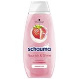 Sampon cu Extract de Capsuni si Lapte de Migdale, pentru Par Deteriorat - Schwarzkopf Schauma Nourish & Shine, 400 ml