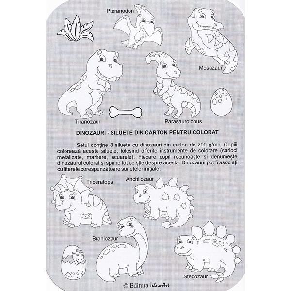 Siluete din carton pentru colorat. Dinozauri, editura Tehno-art