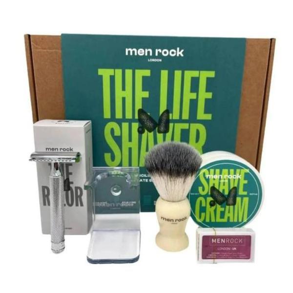 Set cadou pentru barbierit Men Rock Ultimate Classic Shaving Gift Set - Sicilian Lime ( crema de ras 100 ml + pamatuf + aparat de ras + suport pamatuf