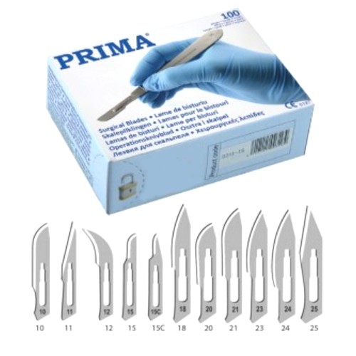 Lame bisturiu prima, otel-carbon, nr. 11, sterile, 100 buc