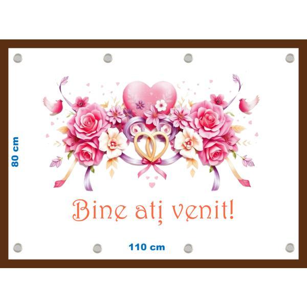 Banner personalizat Bine ati venit cu capse si clipsuri