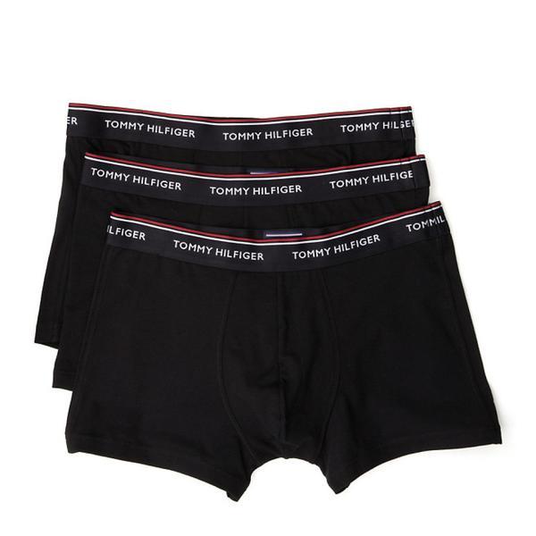 Set de boxeri din amestec de bumbac organic cu banda logo in talie Tommy Hilfiger 3 perechi, Negru, L