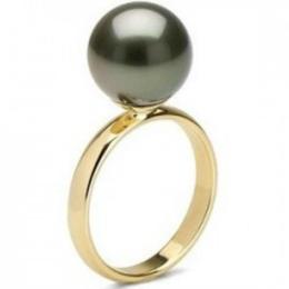 Inel din Aur cu Perla Naturala de Cultura Neagra - Cadouri si Perle