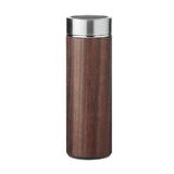 Termos, perete dublu, cu infuzor, otel inoxidabil, lemn maro, 400 ml