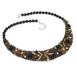 Colier statement elegant brodat cu margele si pietre semipretioase, Like a Queen, Zia Fashion