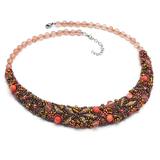 Colier handmade elegant brodat cu pietre semipretioase si margele, Julieta, Zia Fashion