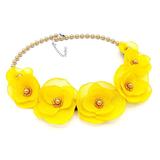 Colier elegant cu perle si flori, culoarea galben, Sunshine, Zia Fashion