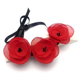 Colier Statement Cu Maci, culoare rosu / negru, Poppy Flower, Zia Fashion