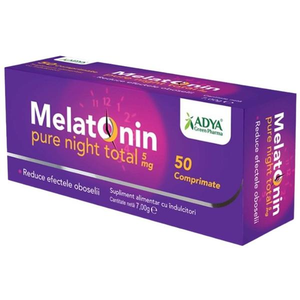 Supliment Alimentar Melatonin Pure Night Total 5 mg - Adya Green Pharma, 50 comprimate