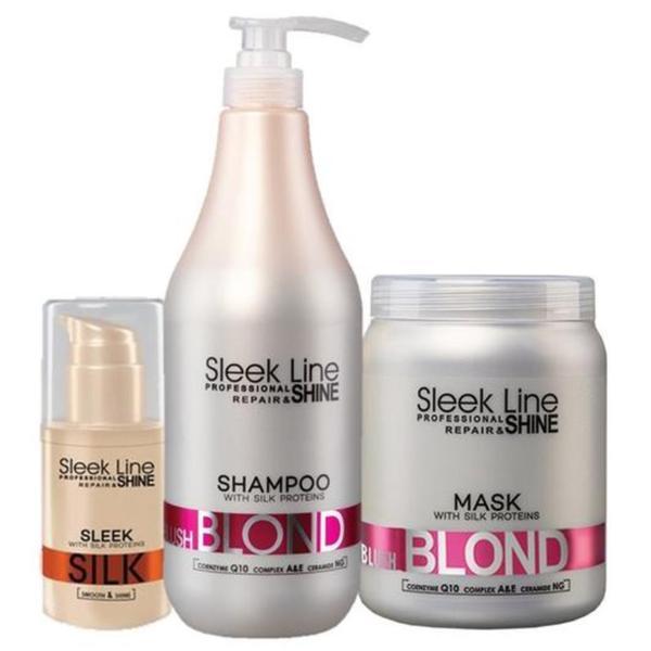 Set Cadou ingrijire par blond cu proteine din matase (pigment roz) Sampon 1000 ml + Masca 1000ml + Ulei 30ml