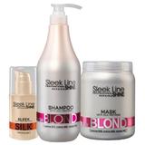 Set Cadou ingrijire par blond cu proteine din matase (pigment roz) Sampon 1000 ml + Masca 1000ml + Ulei 30ml