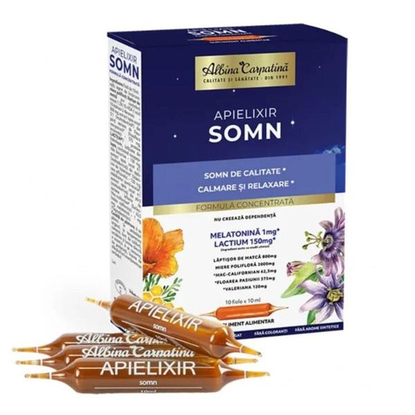 Supliment Alimentar Apielixir Somn - Albina Carpatina, 10 fiole x 10 ml