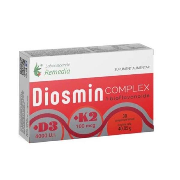SHORT LIFE - Diosmin Complex +Bioflavonoide + D3 (4000 U.I.) + K2 (100 mcg) - Remedia, 30 comprimate