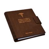 Agenda A5 din lemn personalizabila, maro, Piksel, Medicina, Doctor, asistenta, 100 pagini