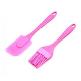 Set pensula si spatula, silicon, roz, 22x5 cm 