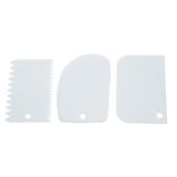 Set 3 spatule pentru prajituri, plastic, alb, 10x8 cm 
