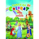 Carte de colorat cu povesti si abtibilduri Vol.7. 80 de pagini cu autocolante, editura Eurobook