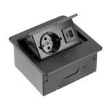 Priza incorporabila in blat Avaro, cu o priza Schuko si port incarcare USB A+C, finisaj negru