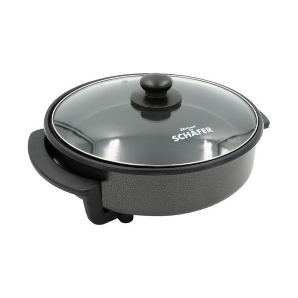 Tigaie electrica pentru gustari si pizza Schafer 20372, 1500 W, diametru 42 cm, capac din sticla