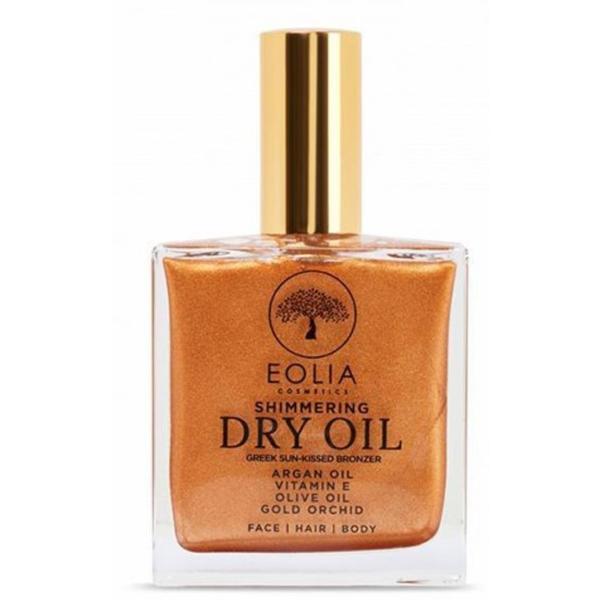 Ulei Uscat Stralucitor cu Efect Bronzant pentru Corp, Fata si Par - Eolia Cosmetics Shimmering Dry Oil Greek Sun-Kissed Bronzer, 100 ml