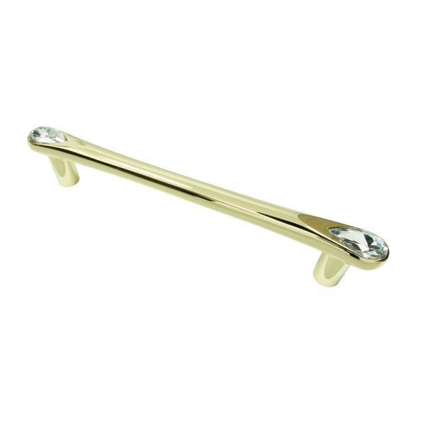 Maner cu insertii cristal model Hiram, 128 mm, finisaj auriu lucios/transparent
