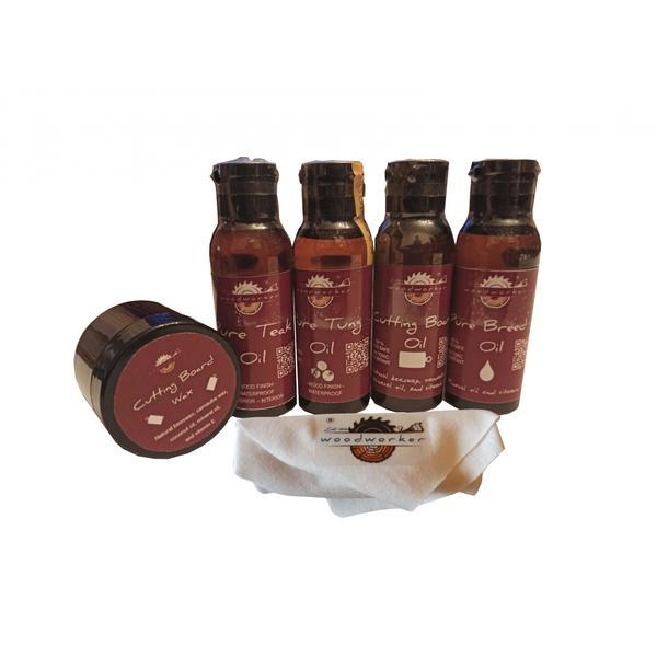 Pachet mixt ceara-uleiuri intretinere mobilier lemn masiv, TryMe-50, 5x50 ml, laveta bbc, interior, exterior, foodsafe, woodworker