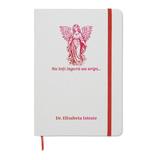 Agenda A5, Piksel, coperta tare, gravabila, alb-rosu, Inger, Mesaj, Doctor, hartie reciclata 160 pagini, inchidere elastica