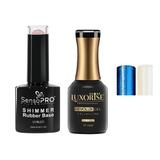 Kit manichiura: Shimmer Rubber Base+Oja Semipermanenta+Pigment Unghii+Foita Creponata Unghii