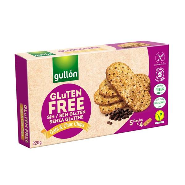 Biscuiti cu Ovaz si Chipsuri de Ciocolata fara Gluten - Gullon Gluten Free Oat & Choc Chip Biscuits, 220 g