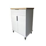Carucior de bucatarie/insula cu sertar si rafturi, 66x46x93, alb, UnicSpot