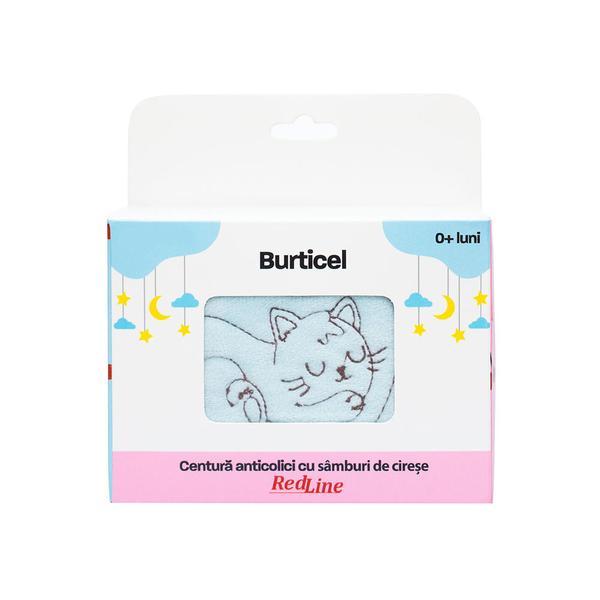 Centura anticolici cu samburi de cirese RedLine Burticel, utilizare versatila cald sau rece, saculet detasabil cu samburi de cirese 100% naturali, Bleu