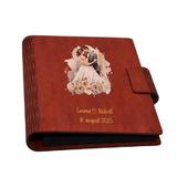 Guestbook de nunta, Album foto din lemn personalizat, Rosu, A5, Piksel, pix si lipici stick inclus