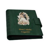 Guestbook de nunta, Album foto din lemn personalizat, Verde inchis, A5, Piksel, pix si lipici stick inclus