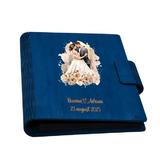 Guestbook de nunta, Album foto din lemn personalizat, Albastru, A5, Piksel, pix si lipici stick inclus