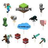 Set accesorii brioșe/ tort, 10 buc, tematica Minecraft, Photo Paper Glossy