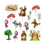 Set accesorii briose/ tort, 14 buc, tematica Masha si Ursul, Photo Paper Glossy