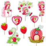 Set accesorii brioșe/ tort, 9 buc, tematica Capsunica Prajiturica, Photo Paper Glossy