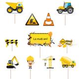 Set accesorii brioșe/ tort, 8 buc, tematica Constructii, Photo Paper Glossy
