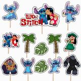 Set accesorii brioșe/ tort, 13 buc, tematica Lilo & Stitch, Photo Paper Glossy