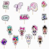 Set accesorii brioșe/ tort, 15 buc, tematica LOL Surprise, Photo Paper Glossy