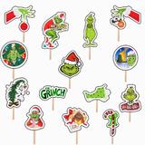 Set accesorii brioșe/ tort, 14 buc, tematica Grinch, Photo Paper Glossy