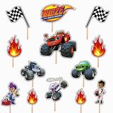 Set accesorii brioșe/ tort, 13 buc, tematica de Blaze and the Monster Machines, Photo Paper Glossy