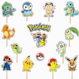 Set accesorii brioșe/ tort, 14 buc, tematica de Pokemon, Photo Paper Glossy