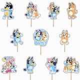 Set accesorii brioșe/ tort, 13 buc, tematica de Bluey si Bingo, Photo Paper Glossy